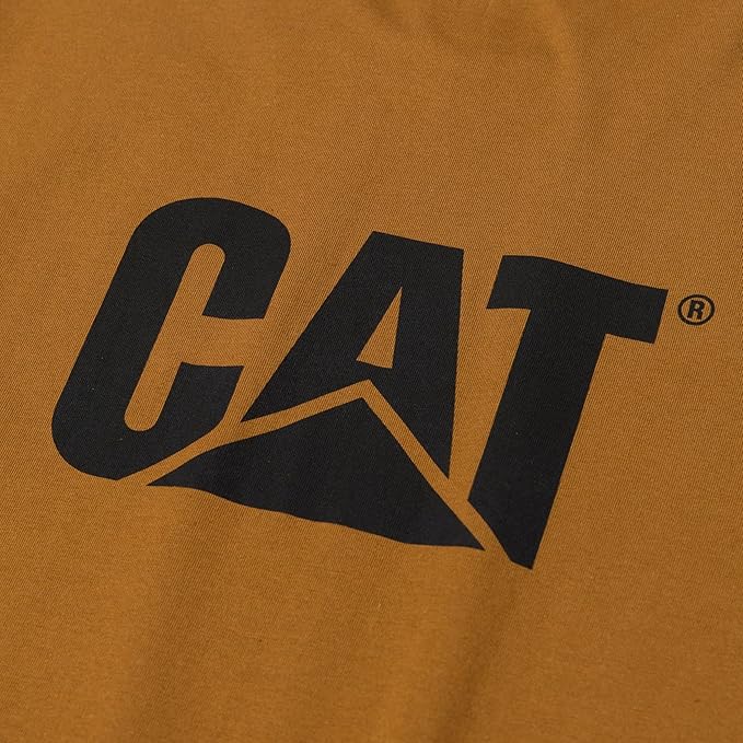 CAT Men's Trademark T-Shirts with Shape-Retention Rib Trim Spandex, Tagless Neck, and Cat Logo on Left Chest