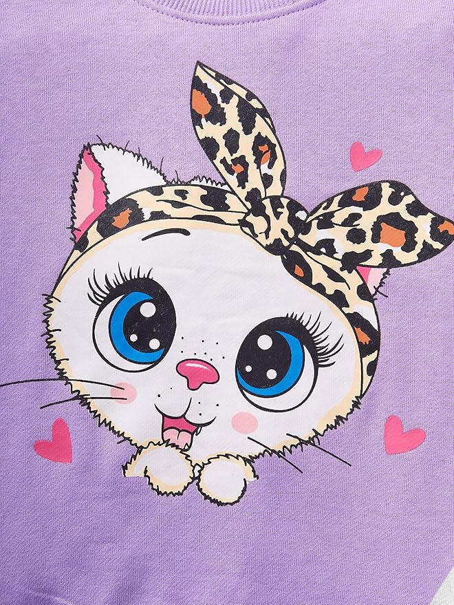 Little Girls Unicorn Outfits 2 Piece Kids Ruffle Sleeve Sweatshirt + Leggings Fall Leopard Clothing Sets 2-10 Years Old