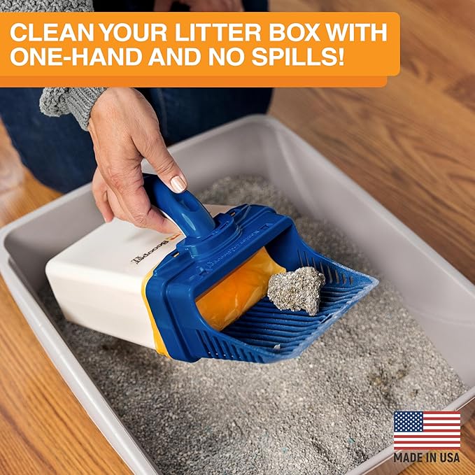 Neater Pet Brands Neater Scooper XL Cat Litter Scoop, 60 Refill Bags – Extra-Large Capacity Mess-Free Cat Litter Scooper with Bag for Large & Multiple Cats, Spill-Proof Litter Box Scooper with Holder