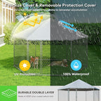 6.8x6.8 FT Outdoor Dog Kennel Outside Heavy Duty Dog Enclosure with Waterproof Cover and Security Lock, Galvanized Wire Mesh Hexagonal Large Dog Kennel(81x81x95.3IN)