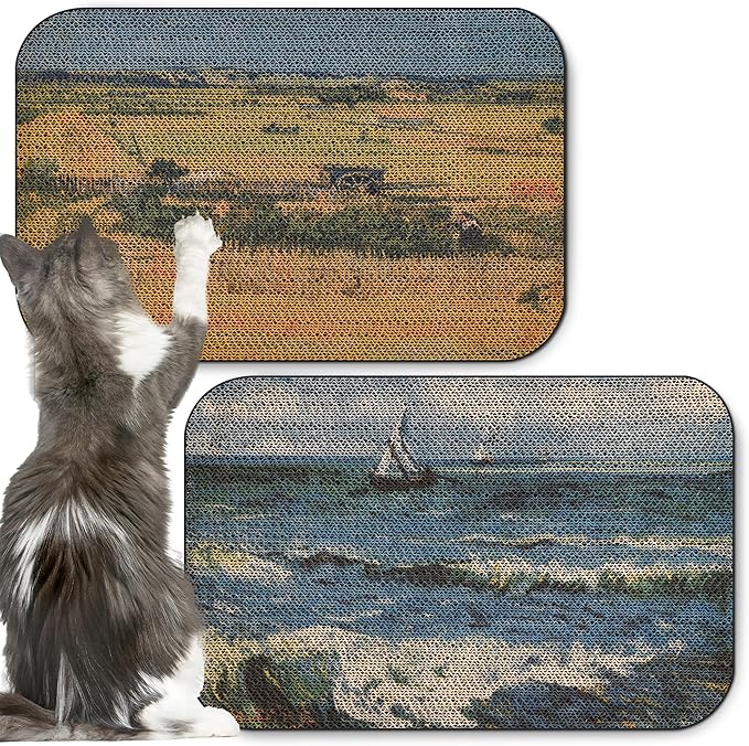 2 Pack Art Cat Scratcher, Wall-Mountable Cat Scratch Pad, Cat Wall Scratcher 16.7x11x1 Inch Cat Scratching Board for Indoor Cats Toy (Series3)
