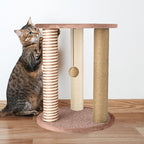 Cat Scratching Post - 3 Scratcher Posts with Carpeted Base Play Area and Perch - Furniture Scratching Deterrent for Indoor Cats by PETMAKER (Brown), Large