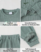 Jecson Toddler Girl Fall Clothes: Soft Outfits Set Embroidered Knit Top & Sweatpants 2Pcs Cute Home Outdoor 2-8Y