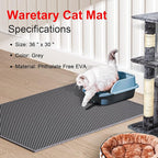 Cat Litter Box Mat: 36"x 30" Waterproof Kitty Cat Litter Trapping Mat, Easy-clean Double-layer Scatter Control Pad Rug (Grey)