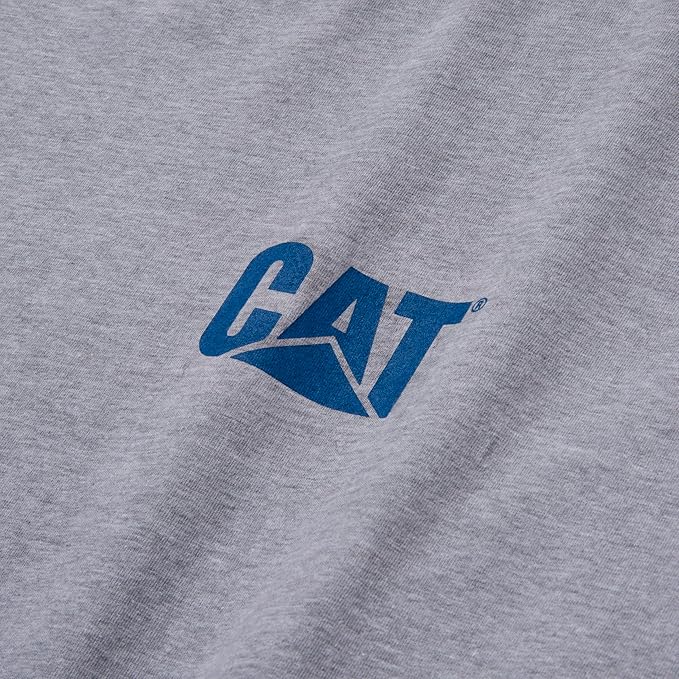 Caterpillar Trademark Banner Long Sleeve Tee Shirts for Men with Center Back Neck Wire Management Loop and Cat Workwear Logo