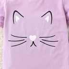 4-8T Toddler Girl Clothes Cat face print Short Sleeve Top+Pants Outfits Girl Spring and summer 2-Piece Set