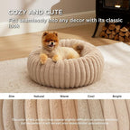 Bedsure ComfyFleece™ Donut Small Dog Bed - Dog Beds for Small Dogs with Corduroy Fleece & Anti Slip Bottom, Round Faux Fur Pet Beds with Washable Removable Cover, Sandy Beige, 23x23x7 inches