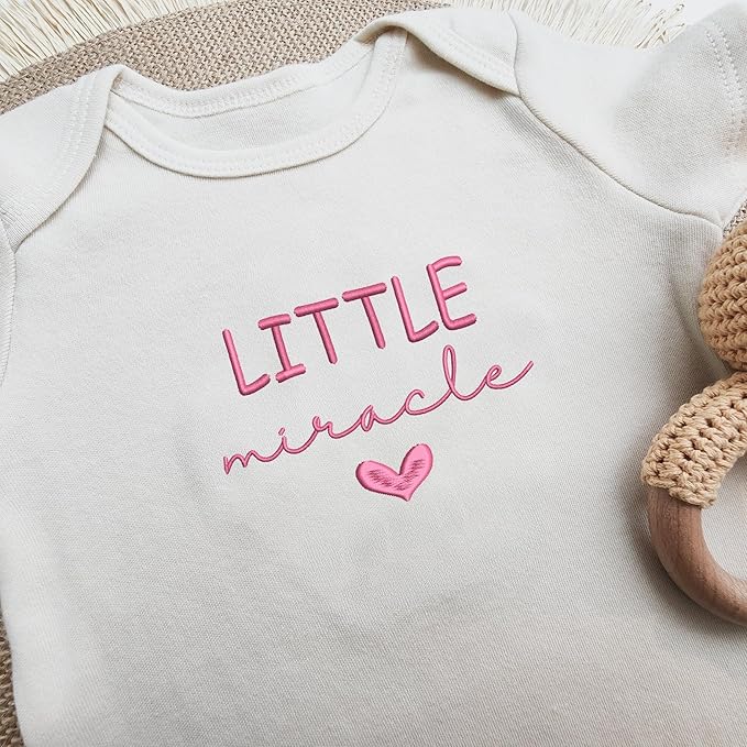 COUPLEHOODIES Personalized Baby Onesie Bodysuit – Custom Embroidery Gift for Pregnancy Reveal Baby Shower or First Grandchild