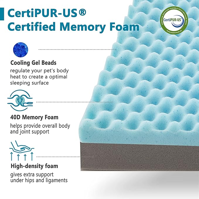 Orthopedic Extra Large Dog Bed for Large Dogs, 41 inches XL Washable with Waterproof Liner and Cooling Gel Memory Foam, Fits up to 90 lbs Pets