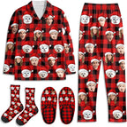 Artsadd Custom Pajamas for Women Men Family, Personalized Face Pjs Pajama Pants, Funny Pet Photo Loungewear Sleepwear Jammies