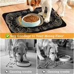 Dog Bowl Mat,Moon Sun Pet Feeding Mat for Floors Waterproof,Boho Vintage Absorbent Dogs Placemat for Food and Water Quick Dry Pet Cat Feeding Mats with Non Slip Bottom 16" x 24"