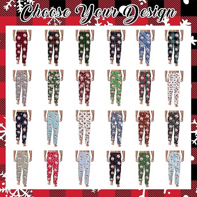 Artsadd Personalized Christmas Pajama Pants Socks for Men Custom Photo Pajama Bottoms for Men S-XXL