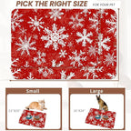 Christmas Dog Food Mat for Floors,Snowflake Absorbent Pet Food and Water Bowl Mats,Non-Slip Pet Feeding Mat,Pet Supplies 12" x 20"