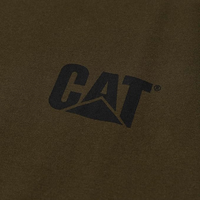 CAT Men's Trademark T-Shirts with Shape-Retention Rib Trim Spandex, Tagless Neck, and Cat Logo on Left Chest