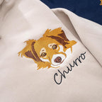 Chillever Personalized Embroidery Sweatshirt With Dog Photo for Women, Custom Dog Mom Sweatshirt, Dogs Mom Gifts