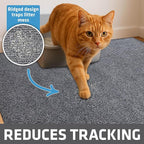 Drymate Cat Litter Box Mat, Litter Trapping Mat, Waterproof, Urine-Proof, Absorbent, Machine Washable, Soft on Paws, Contains Mess, Protects Floors, Kitten Supplies, Grey, 28x36 XL