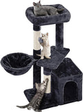 Yaheetech 34.5in Scratching Post, Cat Scratchers for Indoor Cats and Kittens, Multifunctional Activity Post w/Sisal Rope＆Dangling Ball＆Large Condo, Black