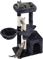 Yaheetech 34.5in Scratching Post, Cat Scratchers for Indoor Cats and Kittens, Multifunctional Activity Post w/Sisal Rope＆Dangling Ball＆Large Condo, Black