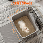 Oneluck Large Cat Litter Box with Transparent Covered,Mat and Scoop, Convenient for Observing Cats, Front Door Flap for Privacy, Gray (23.5" L x 16.9" W x 15.76" H) (23.5" L x 16.9" W x 15.76" H)