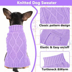 Dog Sweaters for Small Dogs Winter Dog Clothes Turtleneck Puppy Sweater Warm Pet Clothes Knitted Solid Cat Sweater Dogie Outfit XS~L(Purple,S)
