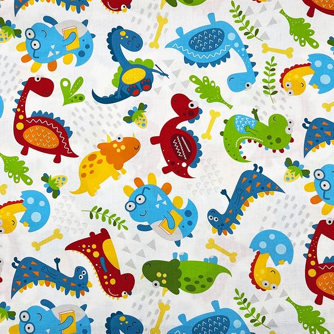 1 Yard (Pre-Cut) 43" x 36" (109cm x 92cm) Premium Floral Cotton Quilting Sewing Fabric, DIY Sewing Patchwork Supplies for Face mask Clothing Handmade Craft&Home Decoration (Dinosaur 6)