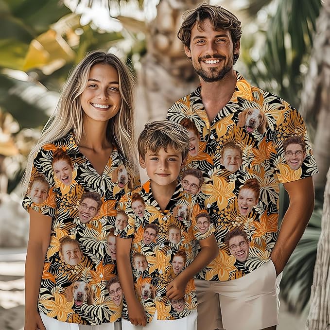 Custom Hawaiian Shirt with Face for Men Women Youth Kid, Personalized Hawaiian Shirts with Face Logo Photo Picture
