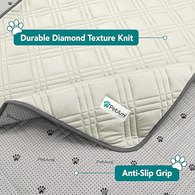 PetAmi Waterproof Cooling Mat for Dog, Premium Pet Cooling Blanket for Bed Crate, Anti Slip Indoor Dog Cool Pad for Sleeping, Q-MAX Large Sofa Couch Cover Mat for Cat, Beige, 60x80