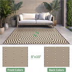 GENIMO Outdoor Rug for Patio Clearance, 8'x10' Reversible Plastic Straw Rugs, Lightweight Waterproof Modern RV Camping Mat for Camper, Balcony, Deck, Backyard, Picnic, Coffee Beige