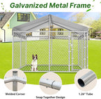 HITTITE Extra Large Outdoor Dog Kennel, 10x10x6.56ft Anti-Rust Dog Kennel Outside with Roof, Galvanized Chain Link Dog Runs for Outside with Secure Lock
