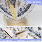 Bienbee Cat Litter Mat, 33" x 22" Large Size Litter Box Mat Rug with Non-Slip Bottom,Urine and Water Proof, Easy to Clean Cat Supplies Essentials for Indoor Kitty Kitten Floor, Blue L