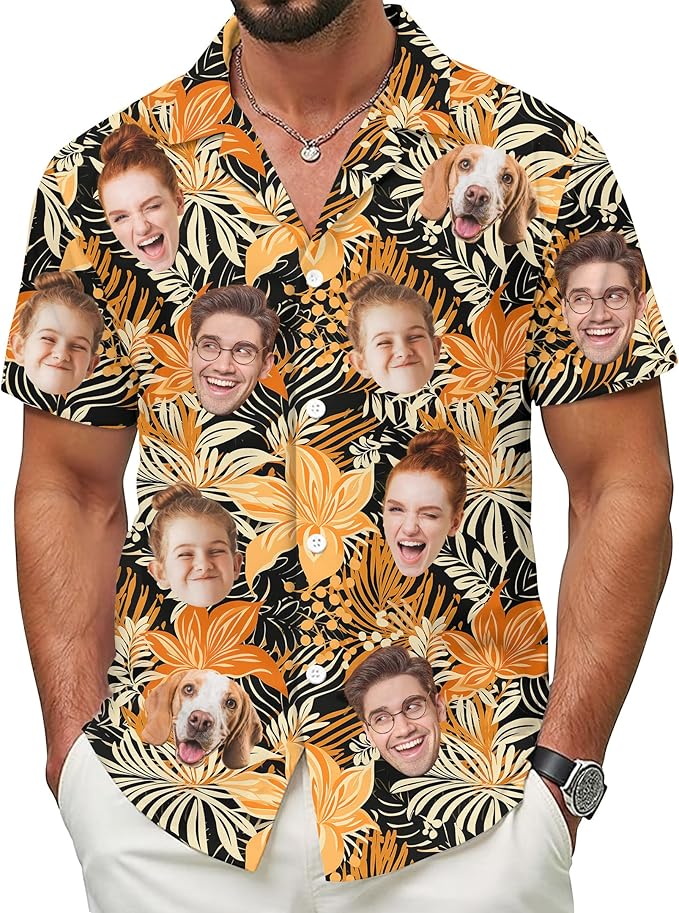 Custom Hawaiian Shirt with Face for Men Women Youth Kid, Personalized Hawaiian Shirts with Face Logo Photo Picture