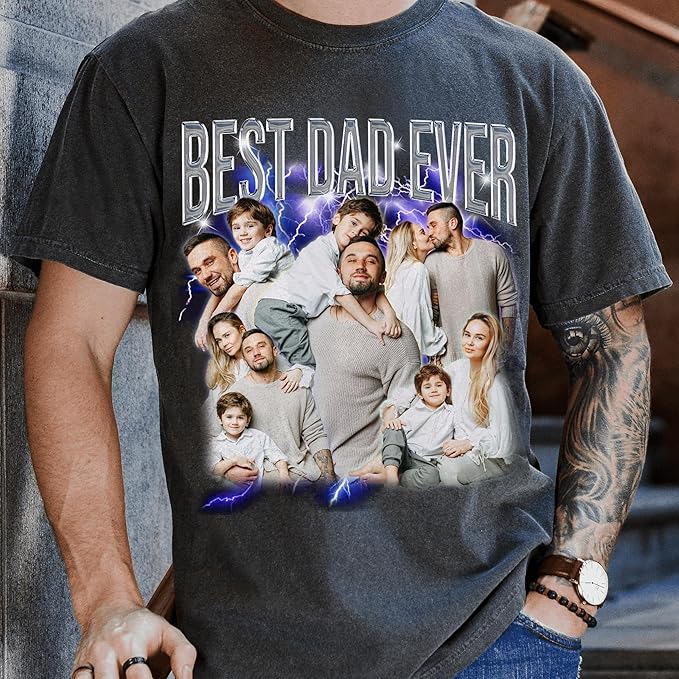 Custom Dad Shirt Personalized Picture T-Shirt for Men for New Dad Daddy Gift for Grandpa