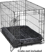 MidWest Homes for Pets QuietTime Dog Bed – Gray Faux Fur Bolster, Ultra-Soft and Machine Washable, Fits 48-Inch Crates and Carriers, for Extra-Large Breed Dogs