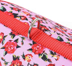 Mile High Life Velcro Dog Harness, Air Mesh Floral Vest Harness for 20 lbs Small Dogs & Cats, Easy Get on Adjustable Easy Closures Both Neck and Chest(Peony Rose, S Chest 16"-18")