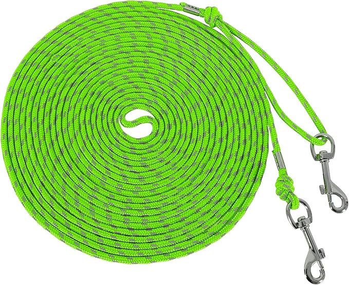 Reflective Cat Leash -15FT Cat Cable Out Escape Proof Walking Leads Yard Long Durable Safe Leash Traning Play Outdoor for Puppies/Kittens/Small Animals(Green)