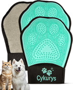 Pet Hair Removal Glove for Dogs & Cats(2-Pack), 2-in-1 Double-Sided Pet Grooming Glove, Electrostatic Pet Hair Remover Glove for Clothes & Furniture + Silicone Brush for Deshedding Pets