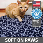 Drymate Cat Litter Box Mat, Litter Trapping Mat, Waterproof, Urine-Proof, Absorbent, Machine Washable, Soft on Paws, Contains Mess, Protects Floors, Kitten Supplies, Indigo, 29x36 XL