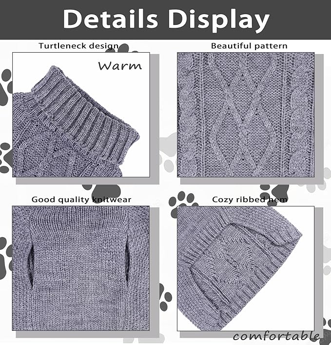 Dog Winter Clothes for Small Dogs - Warm Puppy Sweater for Dachshund, Girl Boy Knitted Pet Clothes, Sleeveless Cat Sweater, Doggy Outfit (Grey, Medium)