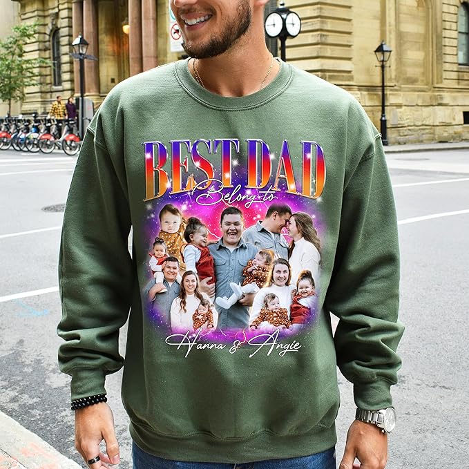 Custom Dad Shirt Personalized Picture T-Shirt for Men for New Dad Daddy Gift for Grandpa