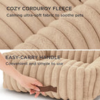 Bedsure ComfyFleece™ Cute Dog Bed for Small Medium Dogs - Washable Furry Puppy Beds, Rectangle Orthopedic Corduroy Fleece Pet Beds with Removable Zipper Cover, 25x21x7inches,Sandy Beige