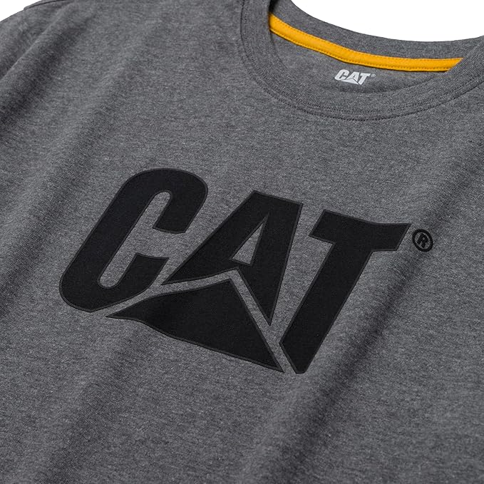 CAT Men's Trademark T-Shirts with Shape-Retention Rib Trim Spandex, Tagless Neck, and Cat Logo on Left Chest