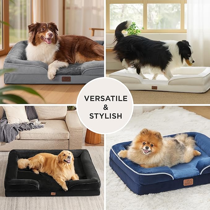 Bedsure Orthopedic Dog Bed for Extra Large Dogs - XL Washable Dog Sofa Beds Large, Supportive Foam Pet Couch Bed with Removable Washable Cover, Waterproof Lining and Nonskid Bottom, Navy Blue