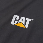 Caterpillar Trademark Banner Long Sleeve Tee Shirts for Men with Center Back Neck Wire Management Loop and Cat Workwear Logo