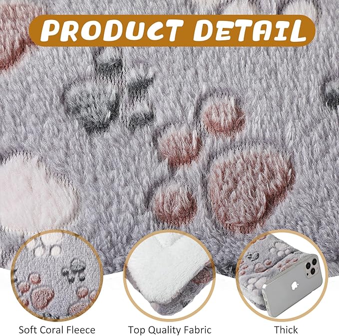 Tuanse 4 Pack Ultra Soft Dog Cat Bed Mat Small Animal Guinea Pig Bed with Cute Print Reversible Fleece Dog Crate Kennel Pad Cozy Washable Thickened Hamster Pet Beds Mat(13 x 10 Inches,Light Gray)