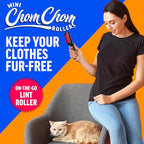 ChomChom Roller Pet Hair Remover – Reusable Lint Roller Pet Hair Removal Tool for Clothes, Couches, Cars and Travel - Cat Dog Hair Remover, Compact, No Sticky Refills Needed (Mini Roller)