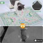 Glittme Cat Litter Mat with Non-Slip Bottom Litter Box Mat 33"X22" Litter Trapping Mat Easy to Clean Washable Cat Food Mat for Kitty,L