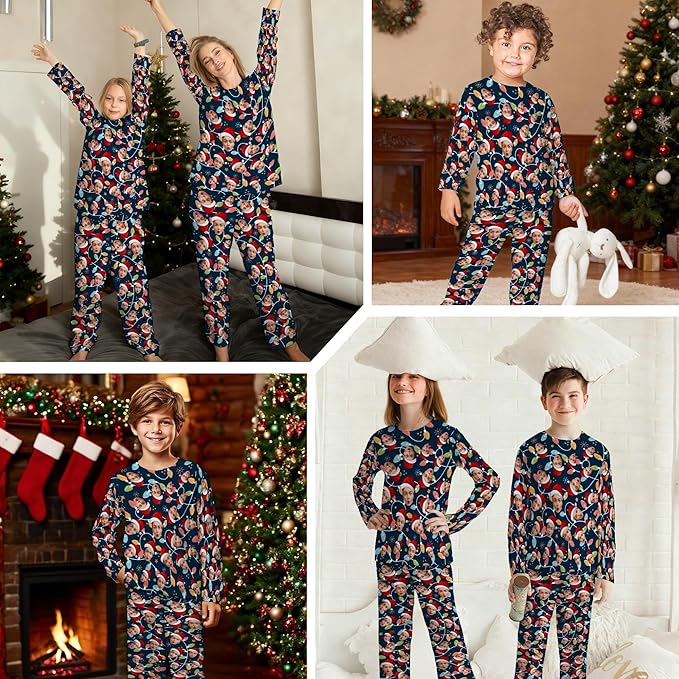 Artsadd Personalized Pajamas with Faces for Women Men Custom Christmas Pajamas Gifts for Family Couple, Funny Photo Pjs