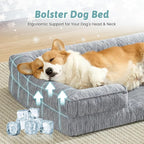 Cooling Dog Bed for Large Medium Size Dogs, Q-Max >0.4 Summer Cool Orthopedic Pet Sofa Bed with Sides, Bolster Anti-Slip Couch with Washable Removable Cover, L 36x27x6.5 inch, Dark Grey