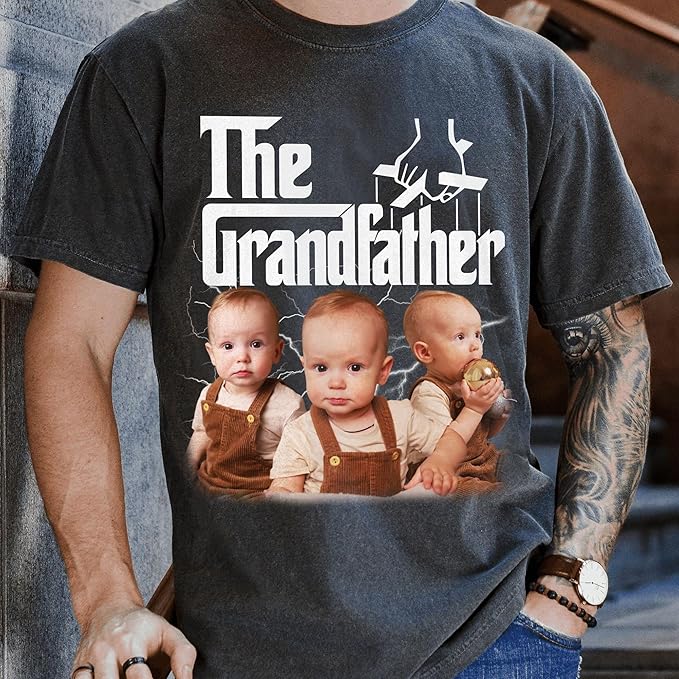Custom Dad Shirt Personalized Picture T-Shirt for Men for New Dad Daddy Gift for Grandpa