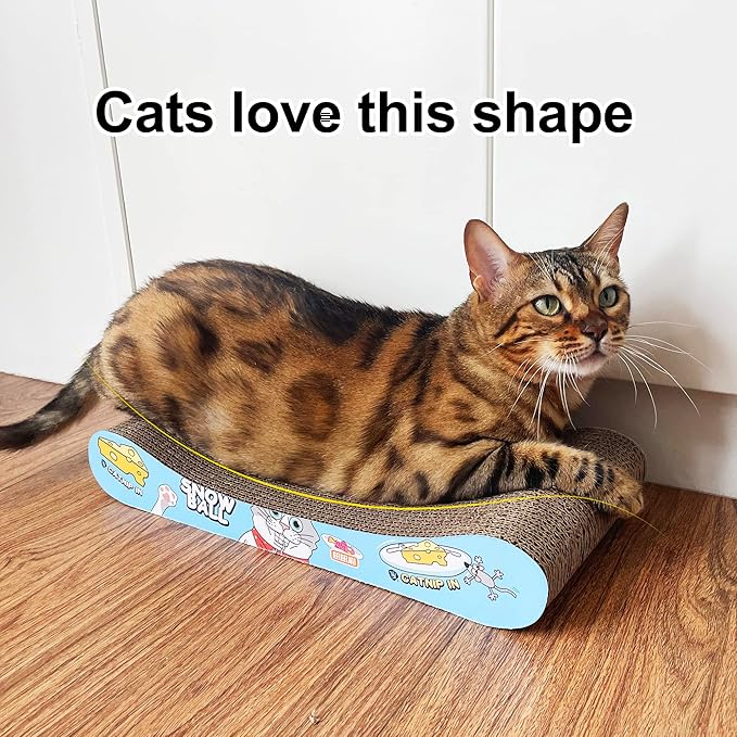 TTCAT Cat Scratching Pad, 2 Pack Corrugated Cat Scratcher Cardboard, Bone Type Durable Cat Scratching Board Reversible for Furniture Protection.